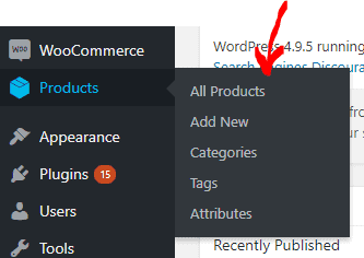 Wordpress Dashboard Products